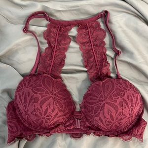 Purple/pink PINK lace bralette.